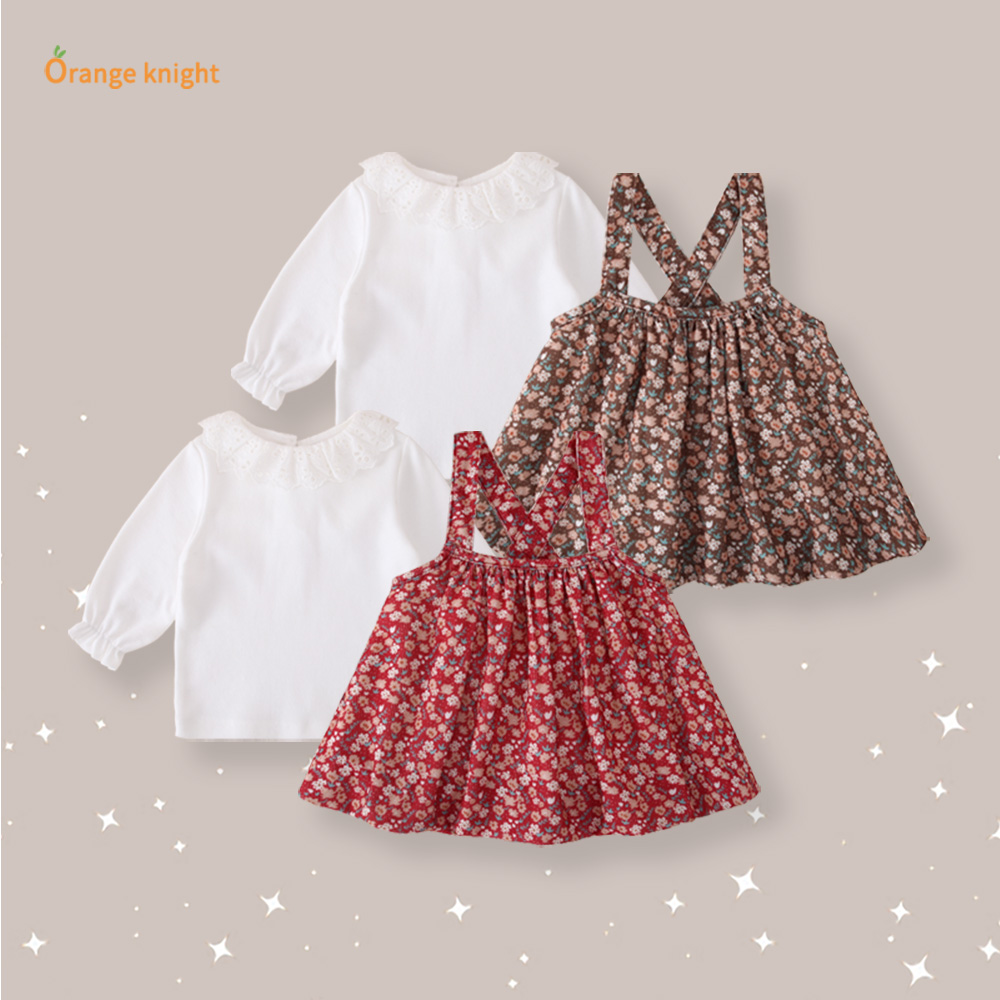 女童秋冬套装碎花森系两件套儿童衣服宝宝洋气可爱公主婴儿衣裙装