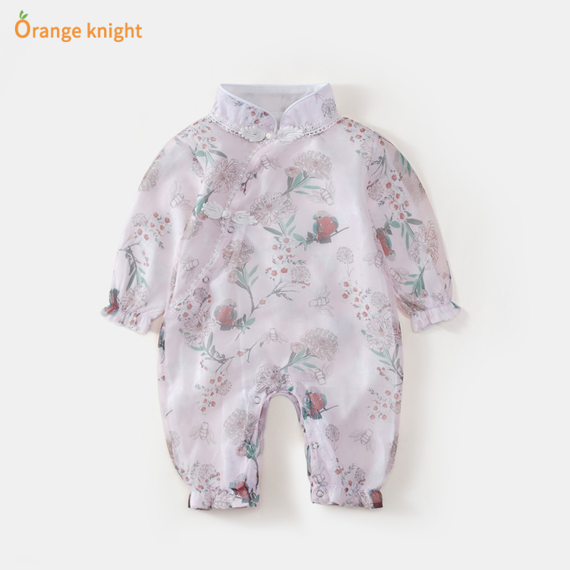 婴儿秋装新生蕾丝爬服百天连体衣