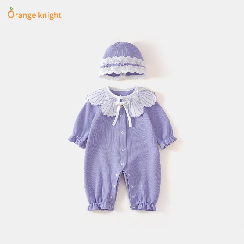 婴儿连体衣女宝宝新生公主春秋洋气小宝贝的衣服贴身3到6月满月服