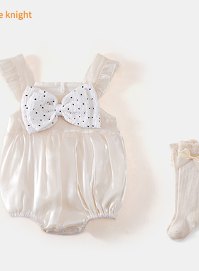 婴儿吊带背心夏装新生女宝宝满月三角哈衣百天公主包屁衣夏天衣服