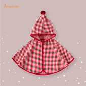 小月龄百日宴礼服披风男女周岁满月婴幼儿软萌可爱红白色碎花斗篷