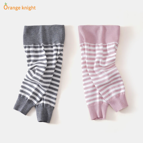 条纹弹力无骨0一3月高腰护肚裤