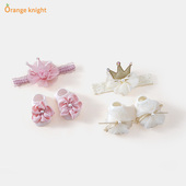 婴儿发带袜子套装 宝宝洋气公主满月百天周岁礼物婴幼儿童可爱头饰