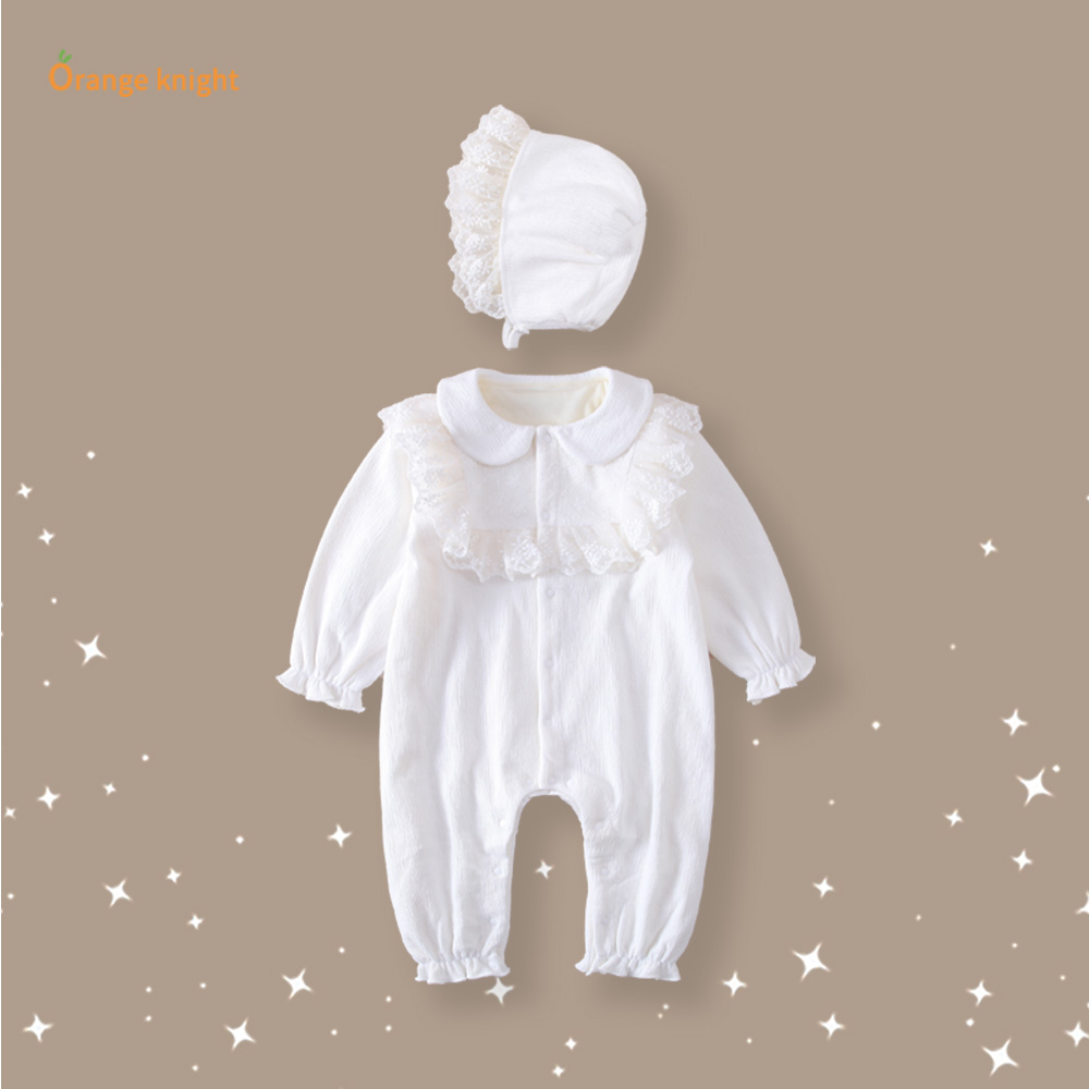 小月龄女宝宝秋冬季加厚加绒衣服韩版甜美洋气长袖连体衣公主礼服