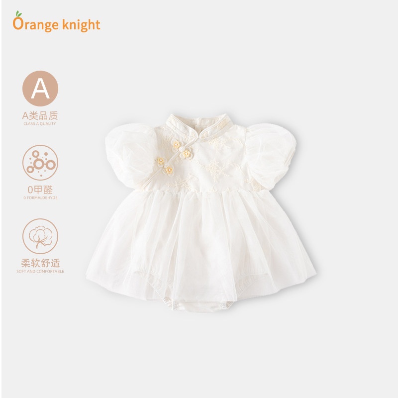 婴儿旗袍夏装复古公主裙女宝宝泡泡袖哈衣中国风裙子三角包屁衣薄,童装/婴儿装/亲子装,连身衣/爬服/哈衣,淘宝优惠券,粉丝福利购,淘宝优惠卷