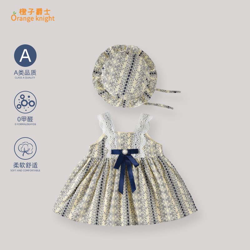 女宝宝夏季新款宫廷风碎花礼服裙子婴儿无袖背心吊带公主连衣裙薄