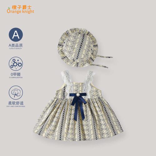 女宝宝夏季新款宫廷风碎花礼服裙子婴儿无袖背心吊带公主连衣裙薄