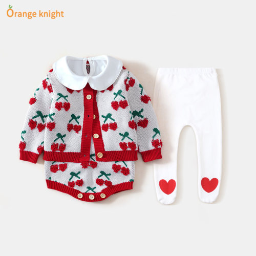 婴儿秋装套装针织毛线春秋冬衣服