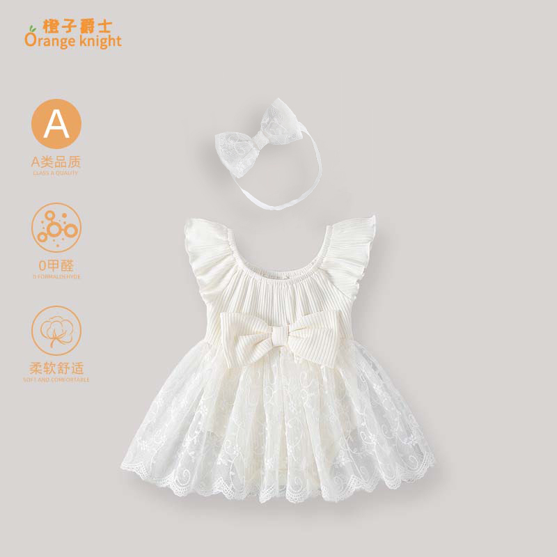 小月龄女宝宝新款满月百天礼服韩版无袖背心甜美洋气公主连衣裙薄