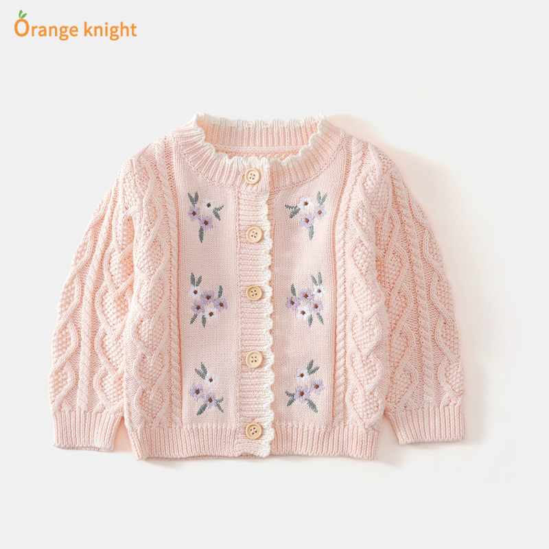 春夏新生儿针织薄款外搭绣花毛衣