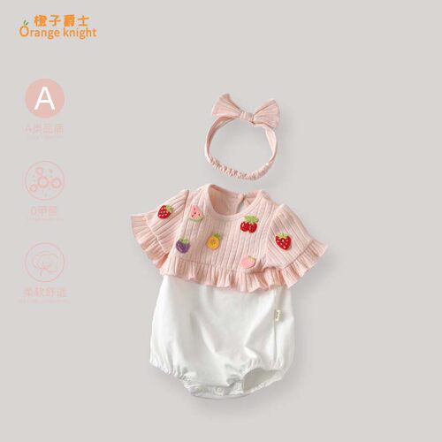 婴儿夏季连体衣新款女宝宝甜美超萌短袖可爱三角包屁衣满月衣服薄