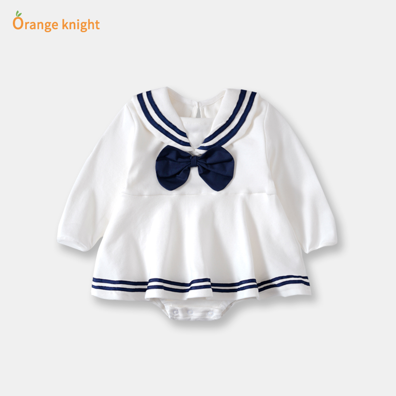 婴儿海军风连体衣纯棉初生可爱