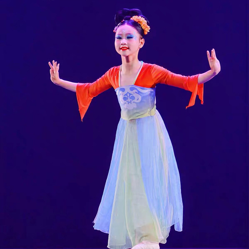 桃夭春颂儿童古典舞演出服图片