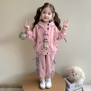 凯之璇女小童儿童卡通洋气炸街套装2026年早春女孩时尚时髦2件套