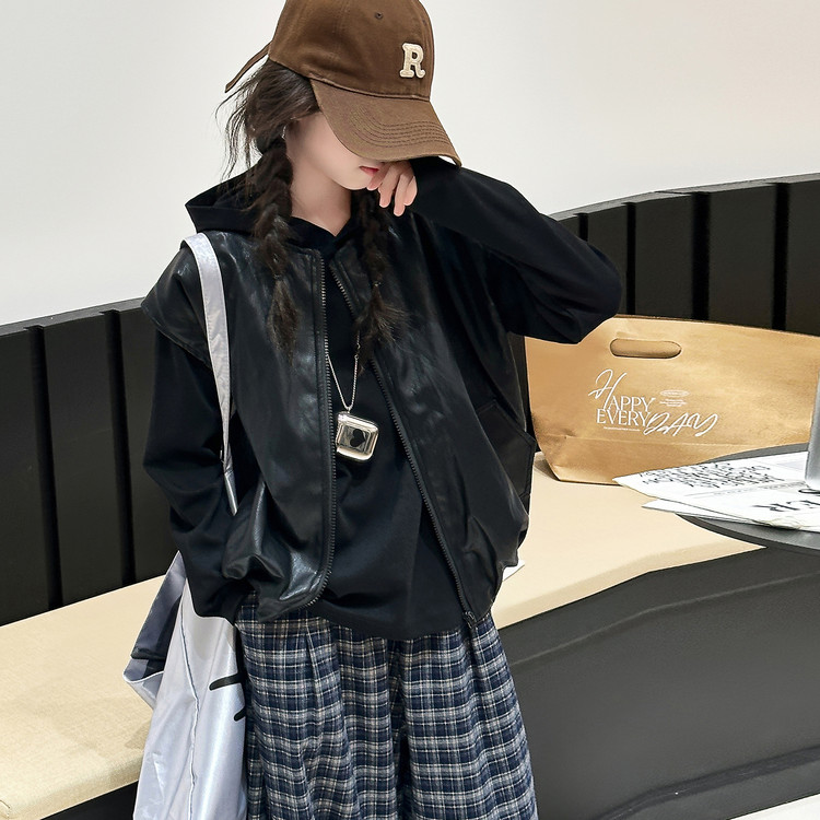 女大童洋气炸街长袖外套马甲2025秋季新款少女潮裤时尚秋装2件套