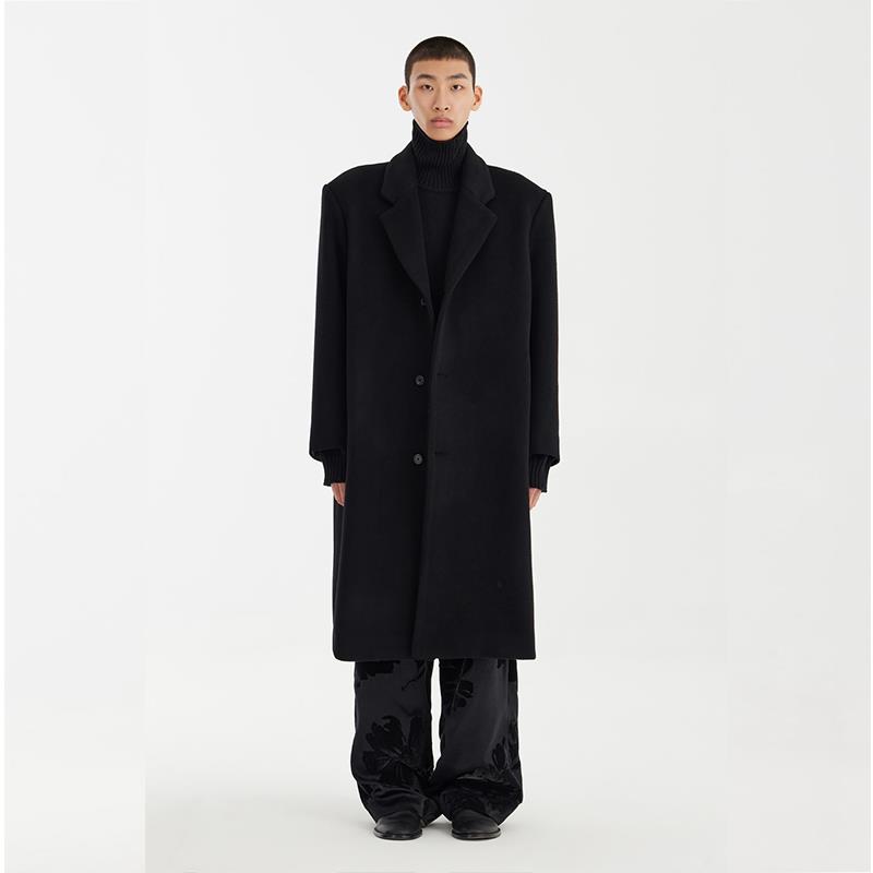 中长版毛呢大衣男秋冬季新款韩系风衣外套休闲宽松上衣男