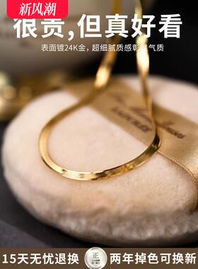 蛇骨链项链女锁骨链金色颈链轻奢高级感不掉色扁素链叠戴新款