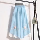 女唐装 搭配长裤 中式 中国风雪纺阔腿裤 复古民族风禅意瑜伽裙裤 茶服