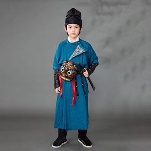 男童唐代圆领袍儿童汉服李白中式国风古装演出服古风书法古装拍摄