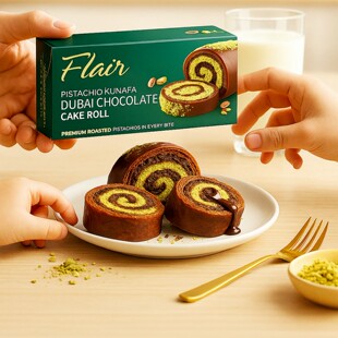 迪拜代购Flair开心果库纳法千丝酥威化巧克力蛋糕165G盒装糕点心