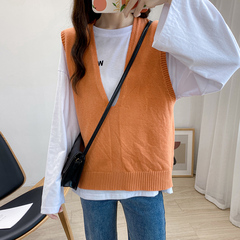 Real shot new vest vest women's sleeveless T-shirt top loose V-Neck Sweater