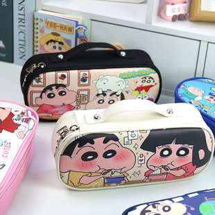 蜡笔小新大容量笔袋男简约带密码锁文具袋创意手提学生铅笔盒礼品