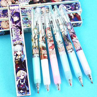 原神盲盒笔按动中性笔男女生考试用高颜值网红款动漫黑笔限定笔