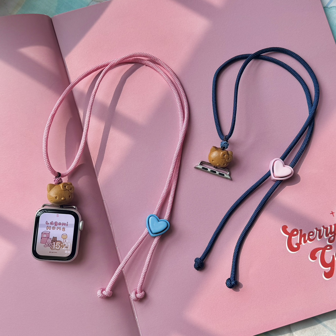 原创手作 檀木Kitty iWatch项链挂绳 相机手机挂绳 可调节