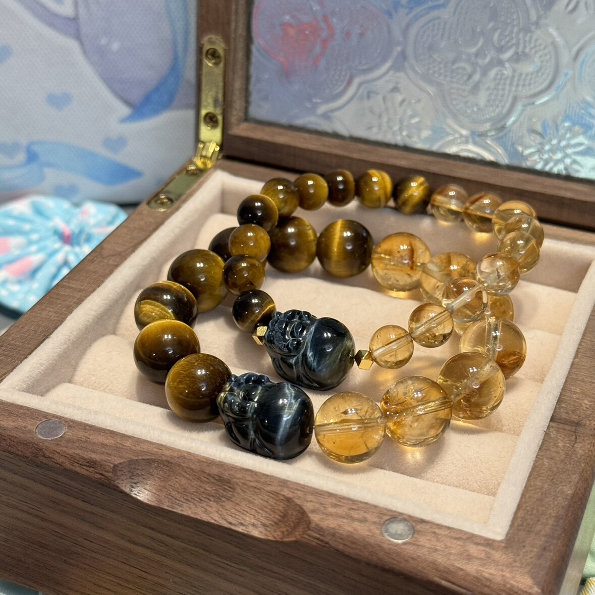 贝奇手作 【八方来财】情侣手串 黄塔晶/黄虎眼/蓝虎眼貔貅