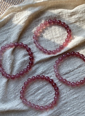 天然渐变草莓晶甜甜爱情素串