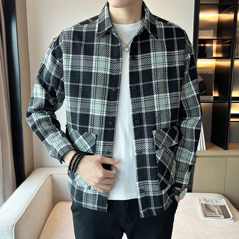 新款男士翻领格子夹克小外套JK6011-P108,男装夹克,星座304B