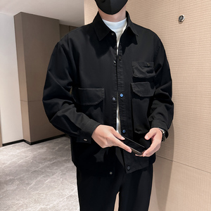 新款男士休闲翻领棉布工装日系外套夹克JK1807-P125图片