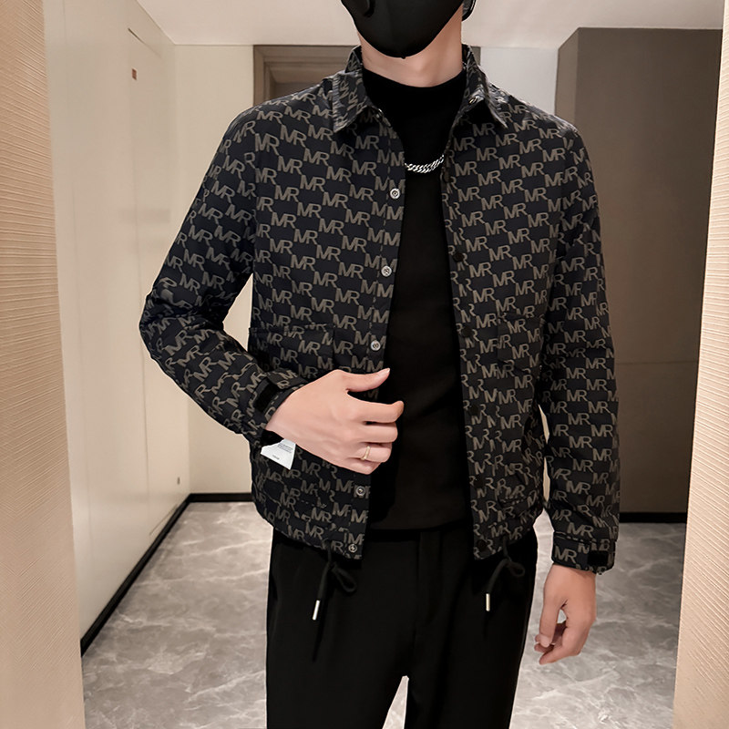 新款男士休闲翻领花色夹克时尚外套JK8963-P105,男装夹克,星座304B