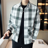 新款男士翻领格子夹克小外套JK6011-P108，男装夹克，星座304B