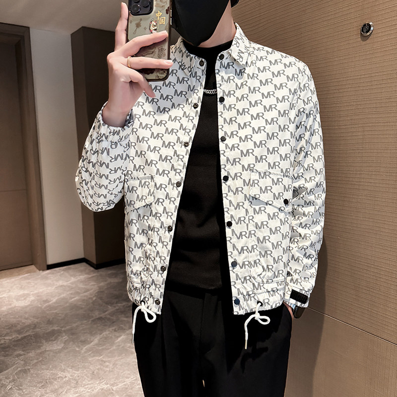 新款男士休闲翻领花色夹克时尚外套JK8963-P105,男装夹克,星座304B