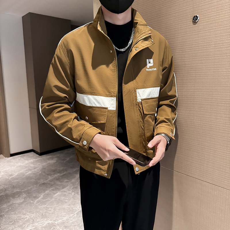 新款男士拼接立领夹克拉链外套JK83888-P108,男装夹克,星座304B