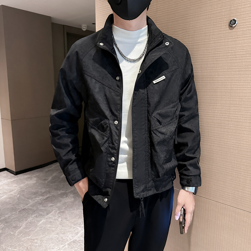 新款男士休闲暗花夹克立领拉链外套JK26811-P115图片
