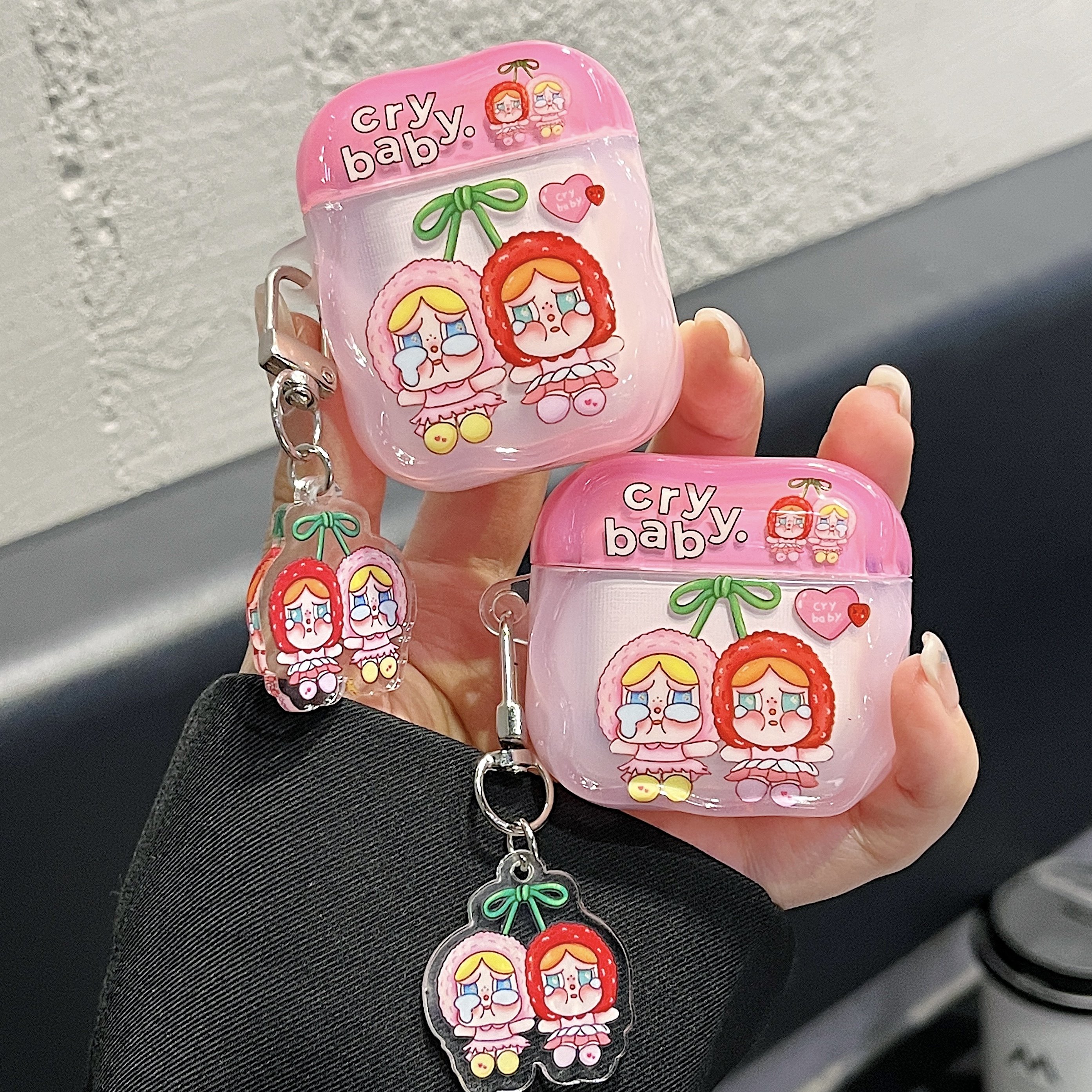 可爱卡通樱桃哭娃适用苹果耳机保护套airpods4无线蓝牙耳机壳