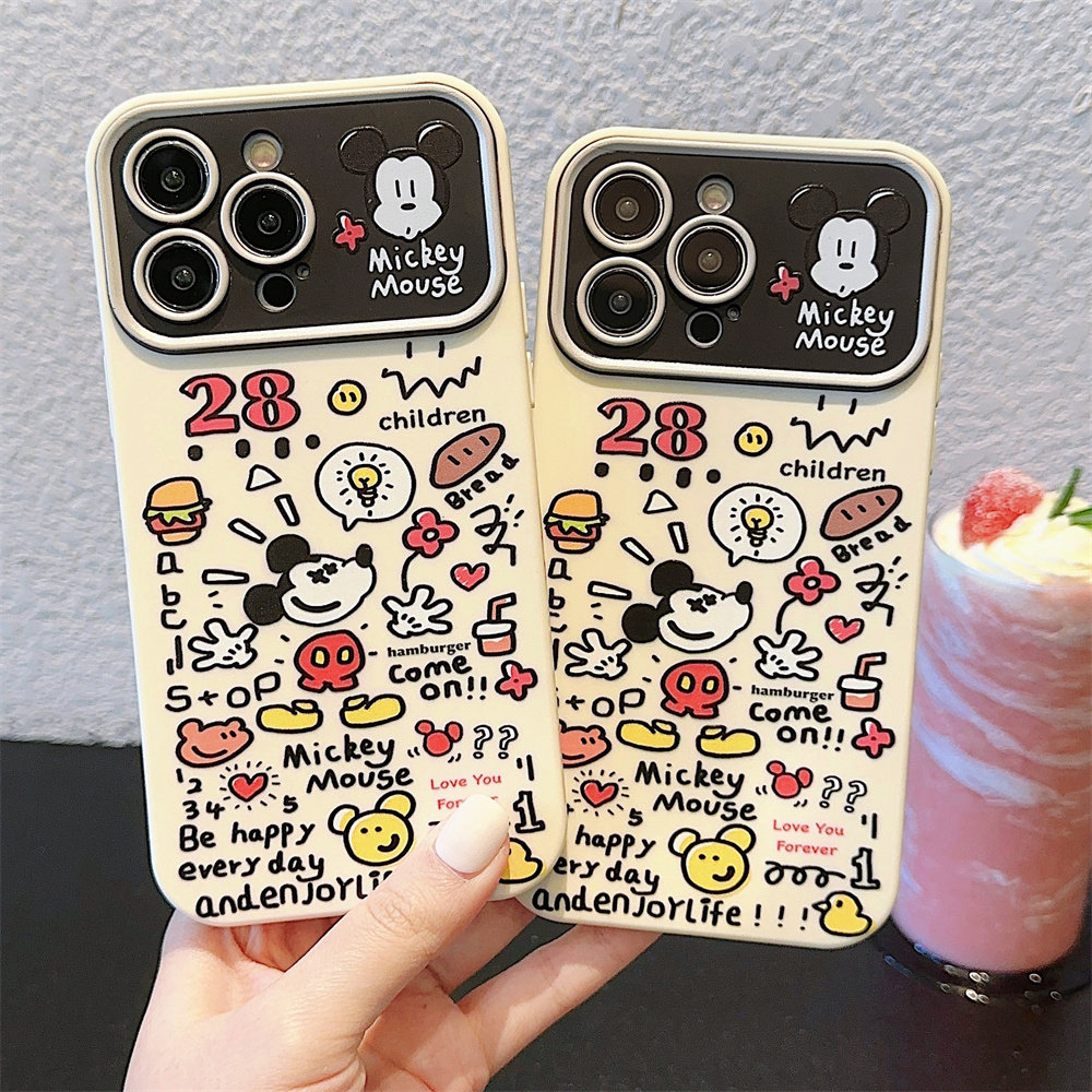 可爱涂鸦米奇老鼠大视窗适用iphone15promax苹果14手机壳11新款15pro