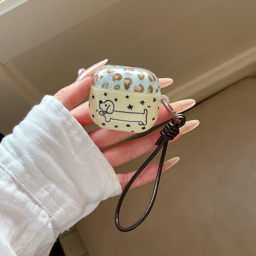 撞色豹纹星星腊肠狗airpods5保护套airpod4适用苹果pro3耳机壳二代无线蓝牙第三代2代airpodpro2四代5五代盒