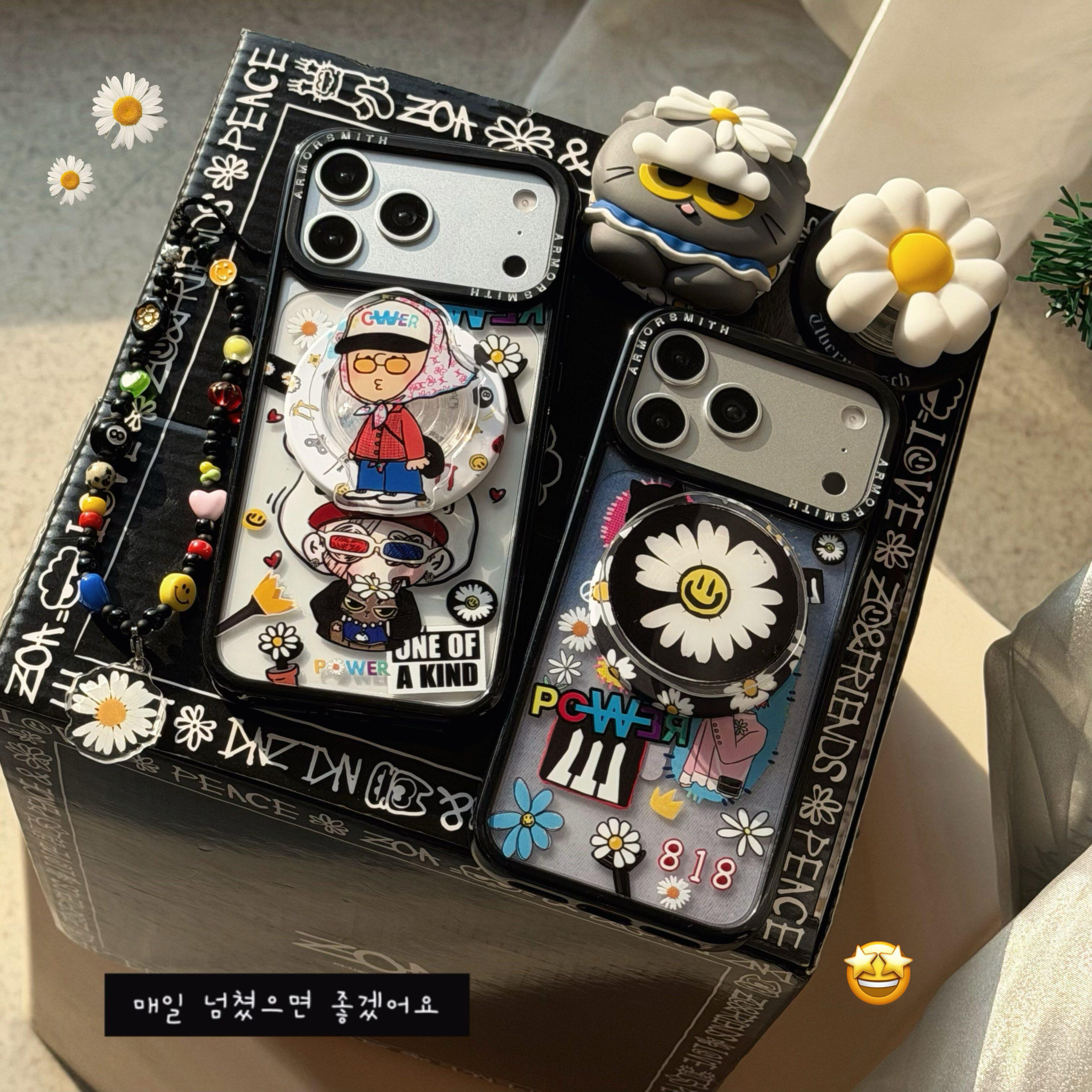 适用iphone18promax手机壳ins日韩卡通花朵猫咪磁吸支架苹果17新款14创意16pro女款13超火15pro防摔保护套潮