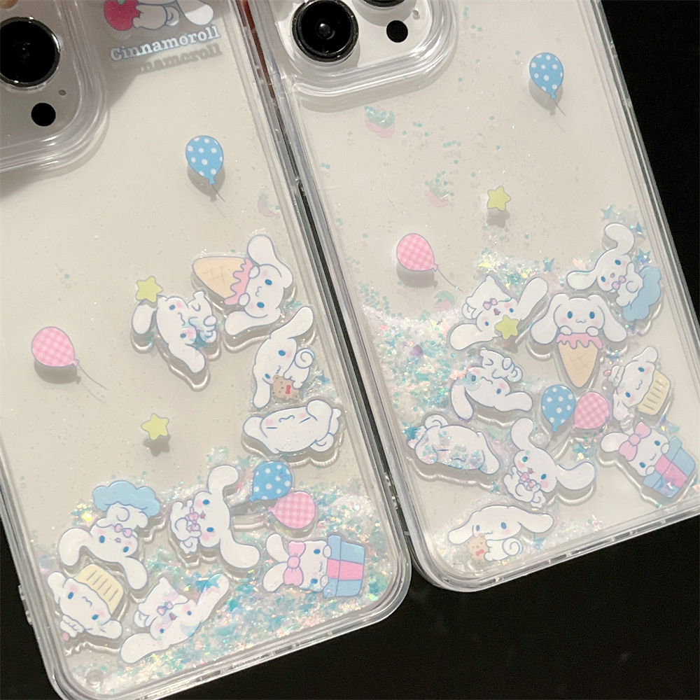 苹果iPhone16卡通玉桂狗流沙闪粉