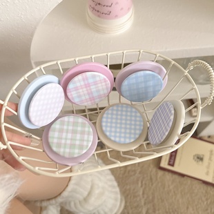 简约小清新撞色格纹适用magsafe磁吸支架气囊可伸缩手机磁力吸附