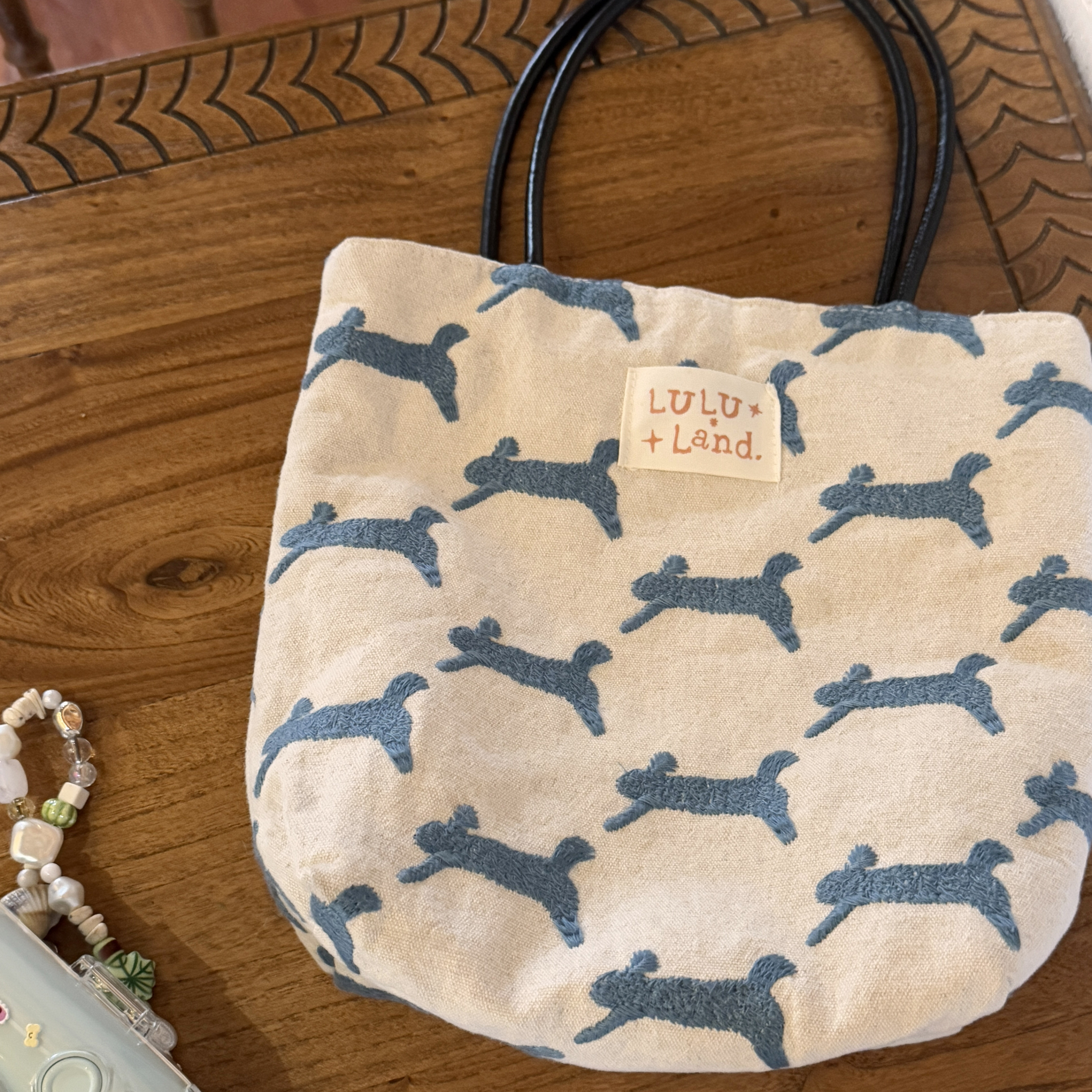 LU小众自制百搭日系手提包包女上班通勤杂物包厚实手拎帆布水桶包