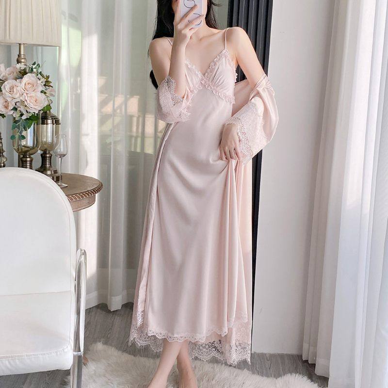 2025夏季新款露背睡衣女士冰丝睡袍长款吊带睡裙带胸垫花边家居服,女士内衣/男士内衣/家居服,睡袍/浴袍,淘宝优惠券,粉丝福利购,淘宝优惠卷