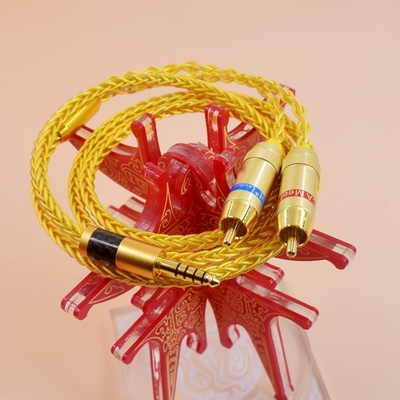 旗舰发烧级4.4转双莲花2RCA/飞傲/山灵/乐彼/艾巴索播放器HiFi单晶铜镀金4.4mm平衡3.5手机一分二音频线