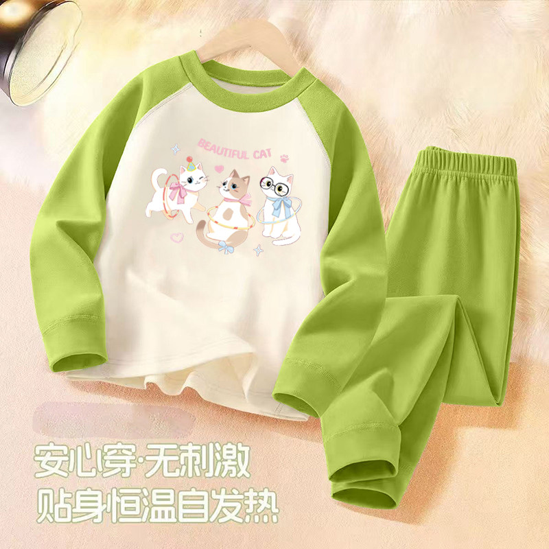 女童秋冬新款德绒睡衣套装中大童洋气保暖插肩袖秋衣秋裤两件装潮