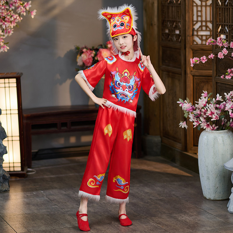 新款龙年儿童演出服小年兽