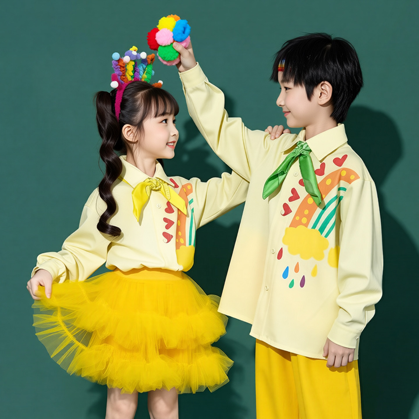 儿童啦啦队演出服小学生运动会班