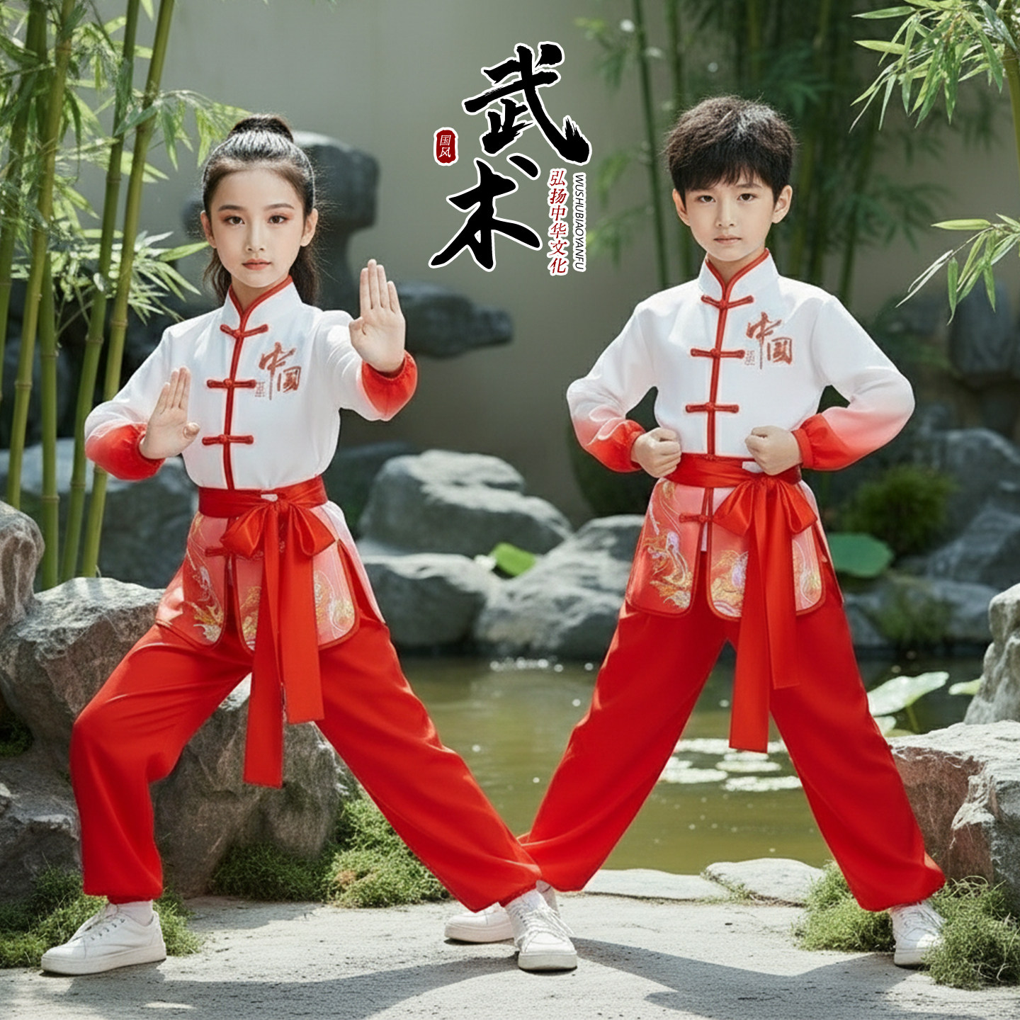 儿童武术演出服运动会开幕打鼓表
